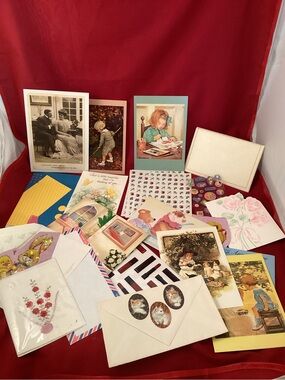 Vintage Greeting Card (no matching envelope) with stickers for junk journal